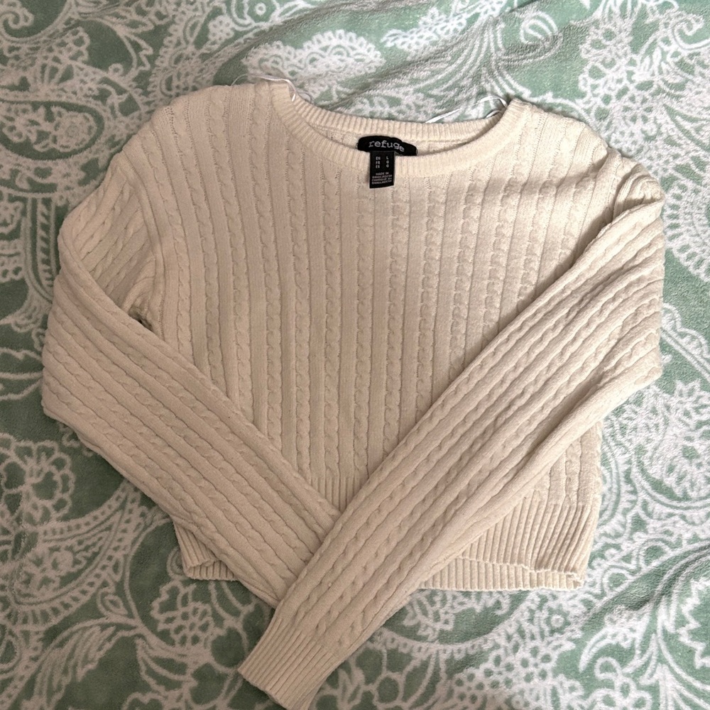 Refuge Ivory Cable Knit Sweater